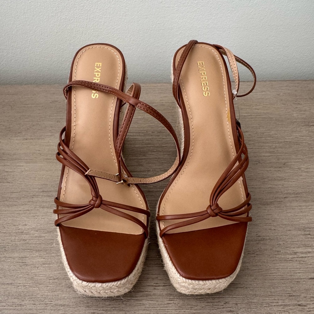 Express Tan Espadrille Wedge Sandals